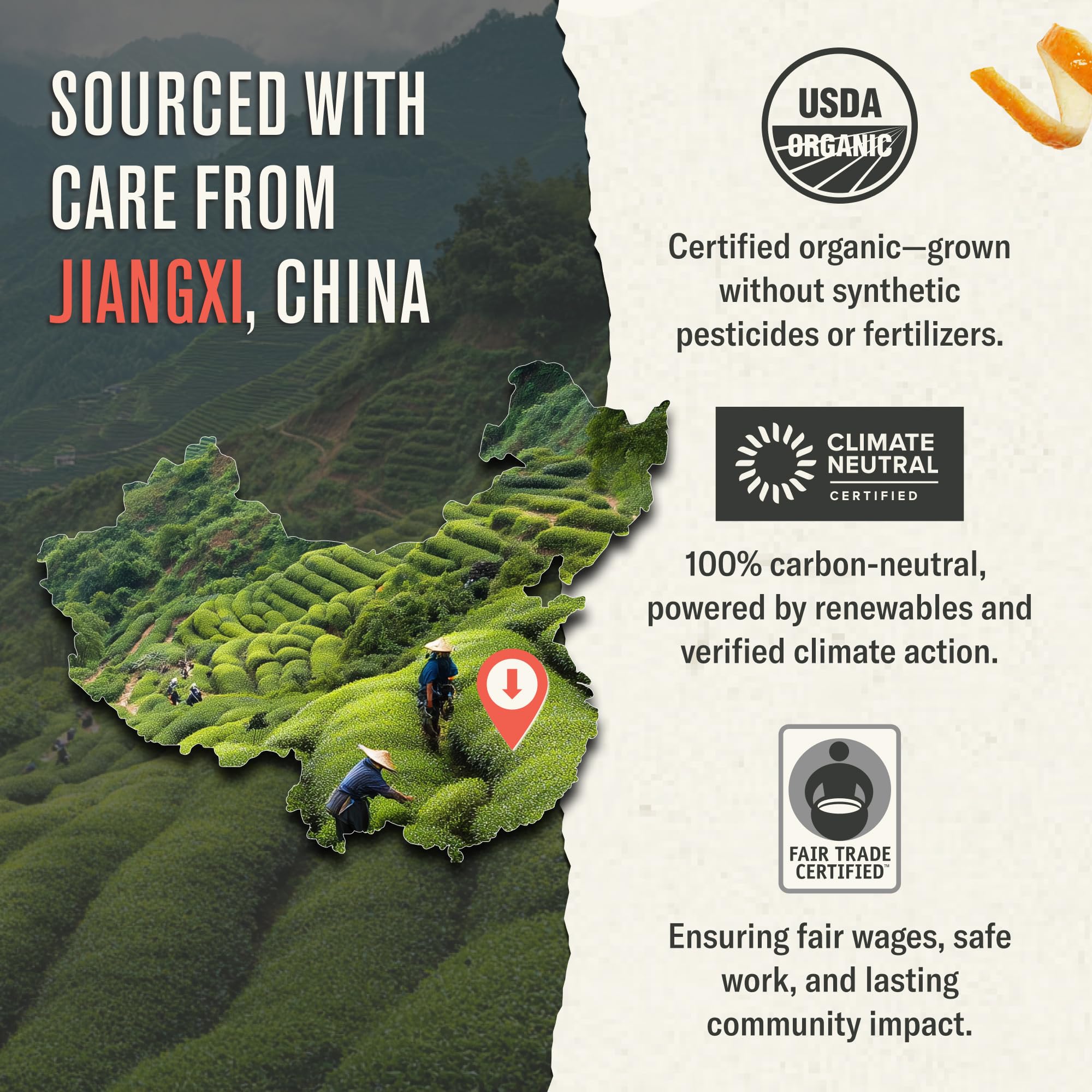Numi USDA Organic and Non-GMO badge signals quality and responsible sourcing.