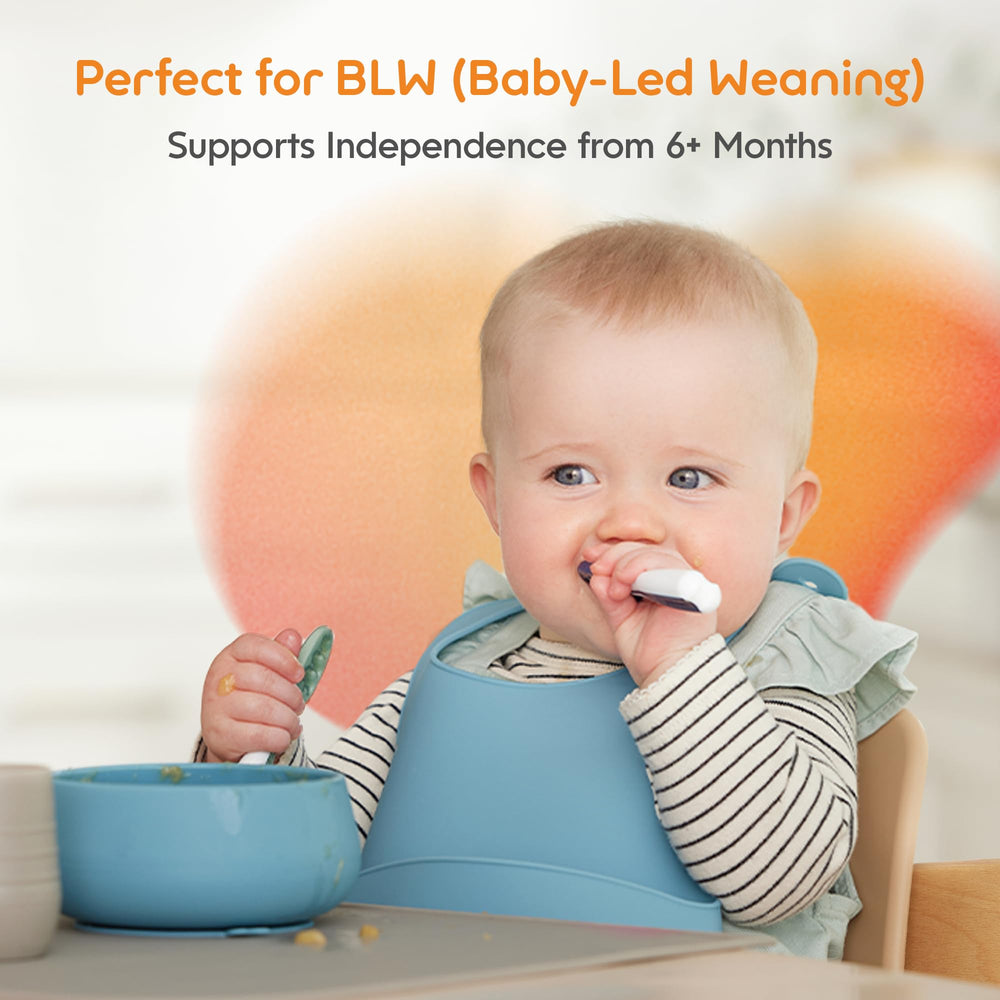 NumNum baby spoons open channel design for soft solids reducing mess