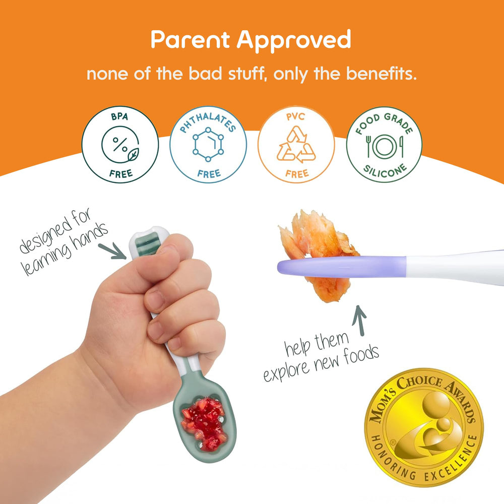 NumNum food grip spoons help minimize spills at mealtimes