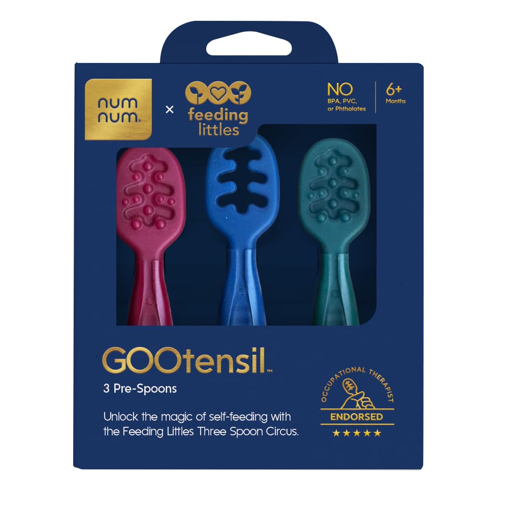 NumNum GOOtensils stage one beginners with ergonomic grip for easy self-feeding.