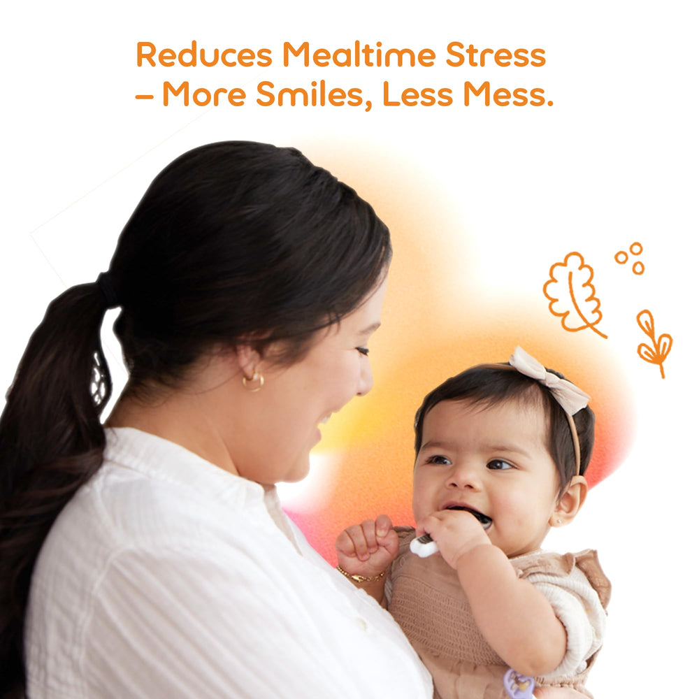 NumNum GOOtensils suitable for ages 6 to 18 months during solids transition.