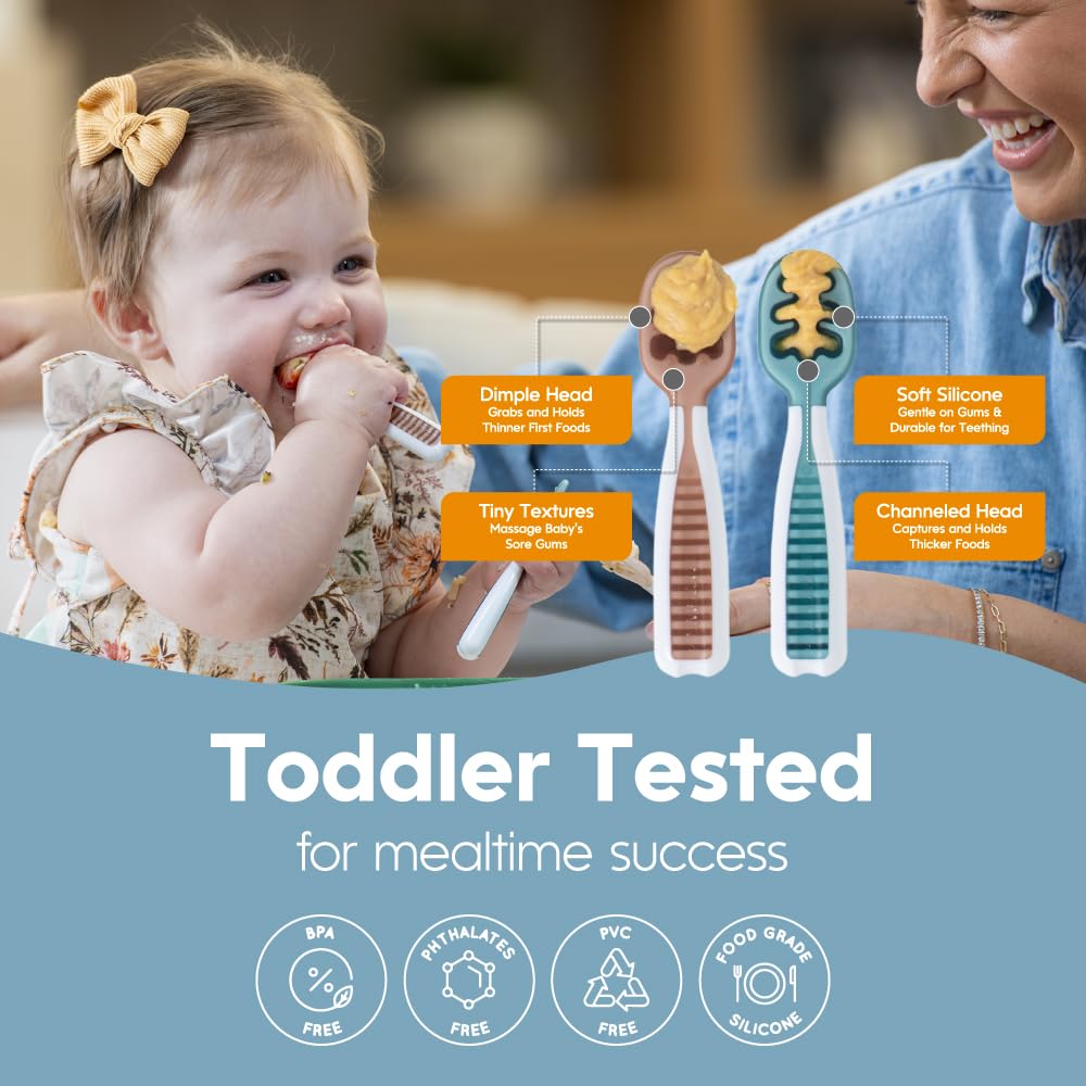 NumNum neutrals 3-pack spoons for versatile mealtimes