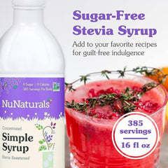 Nunaturals Stevia Simple Syrup latte-topped reveals rich flavor without added sugar