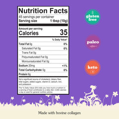 NuNaturals unflavored beef gelatin powder label highlights clean ingredients and grass-fed sourcing