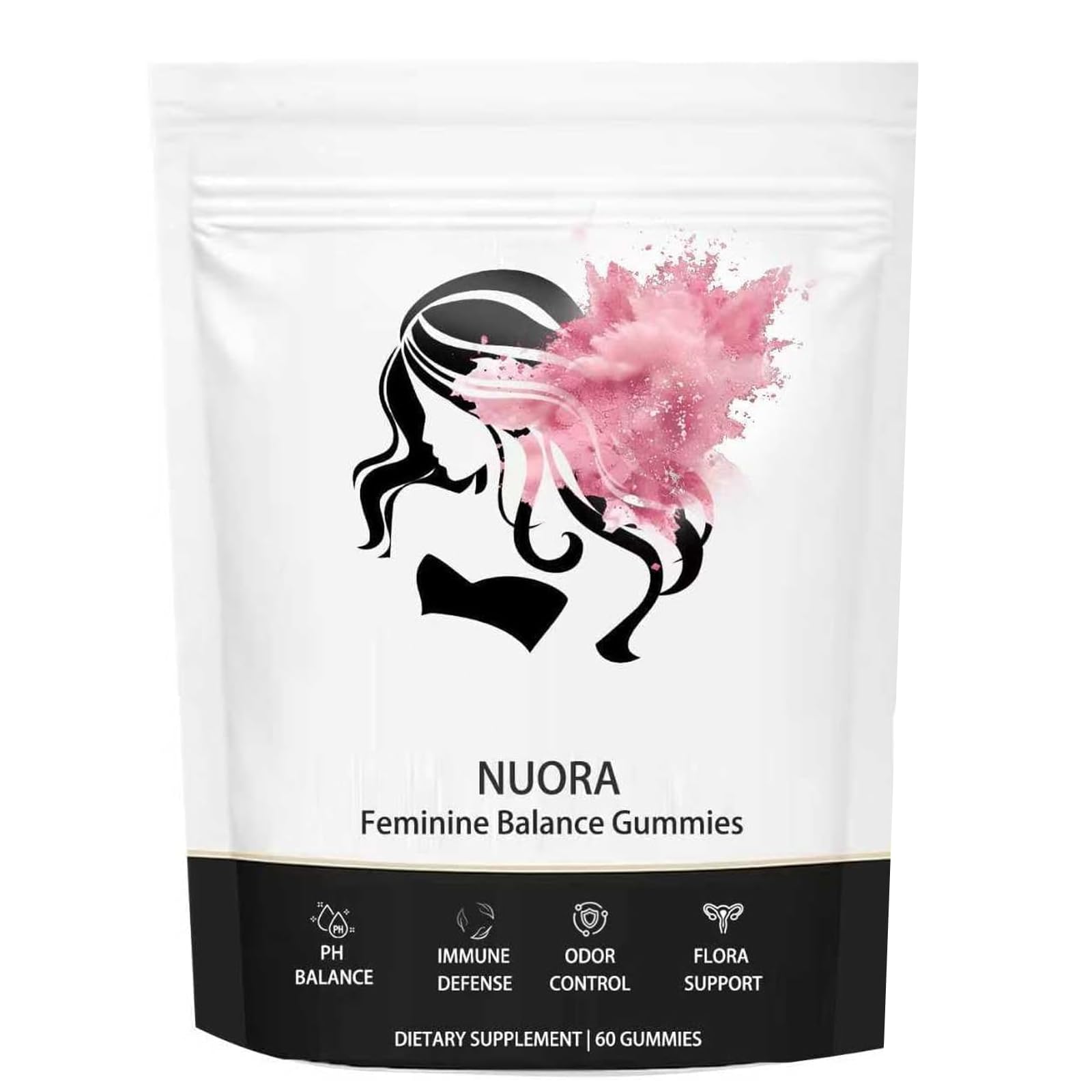 nuora Feminine Balance Gummies pineapple bottle showcasing the product for daily balance and freshness