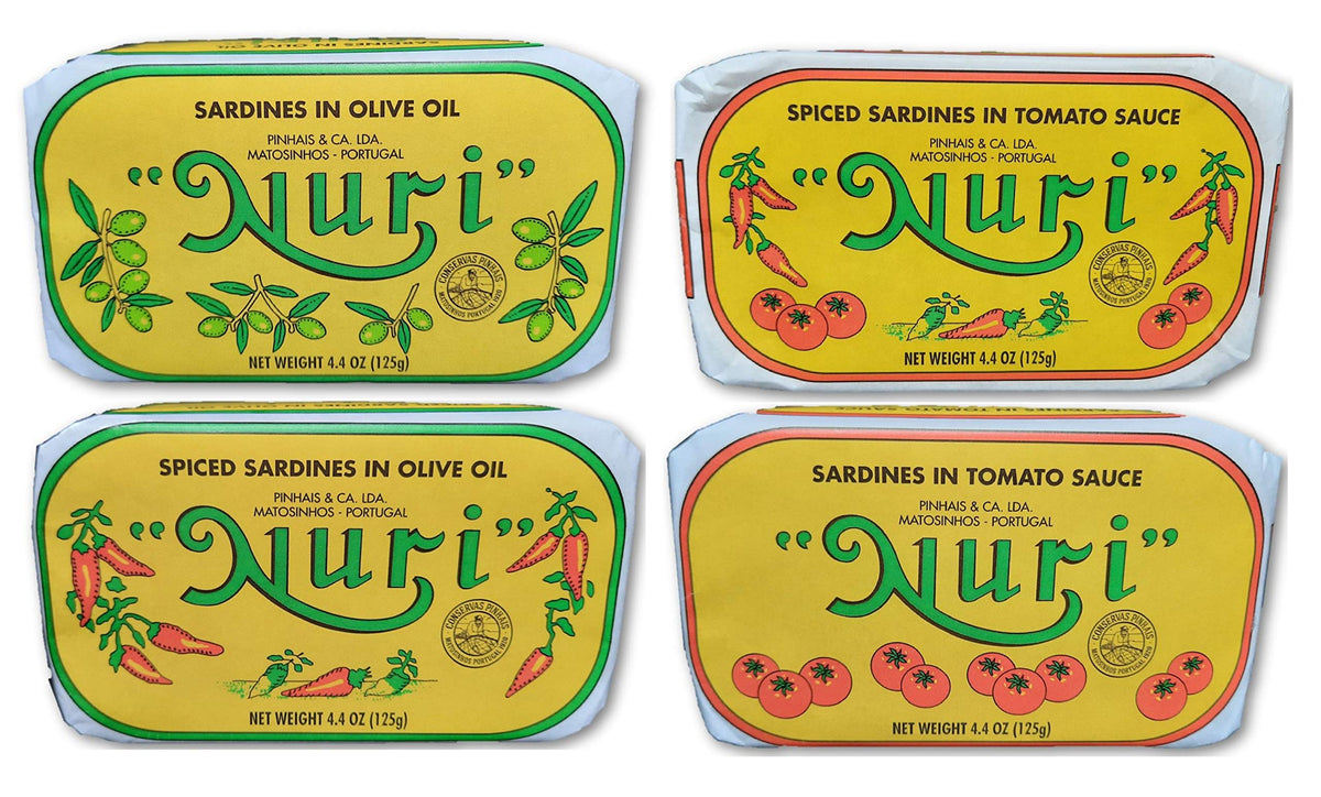 NURI Portuguese Sardines in Pure Olive Oil showcasing premium flavor and moist texture.