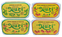 NURI Portuguese Sardines in Pure Olive Oil showcasing premium flavor and moist texture.