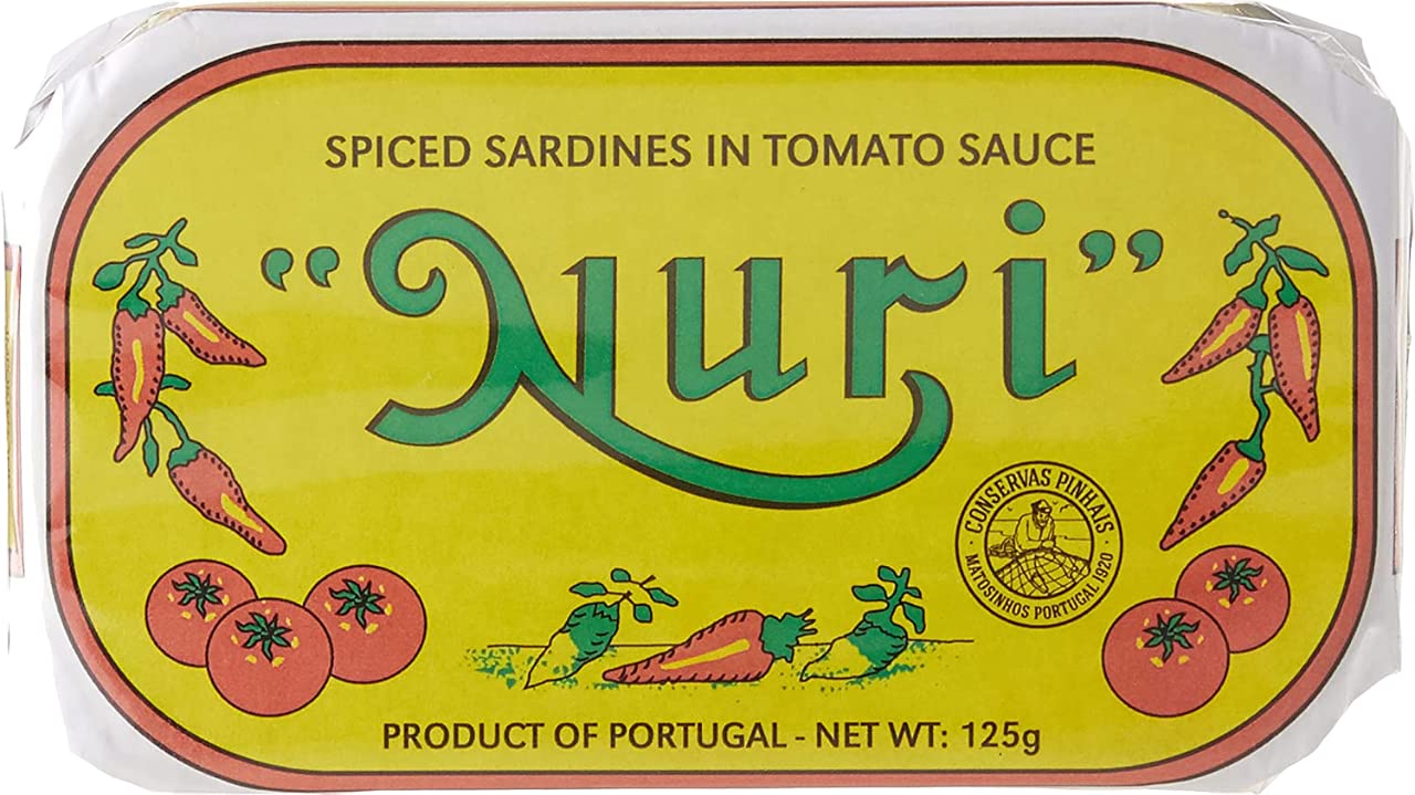 Nutrition label highlight shows protein-rich seafood from Portugal