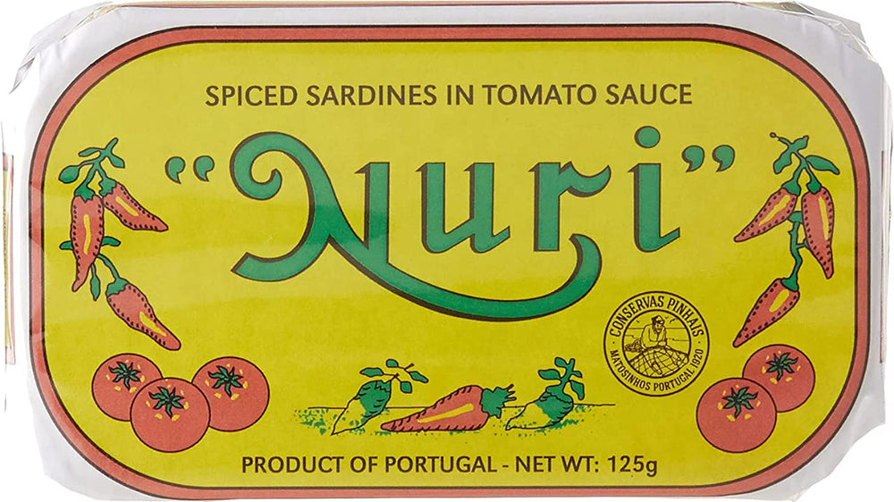 Nutrition label highlight shows protein-rich seafood from Portugal