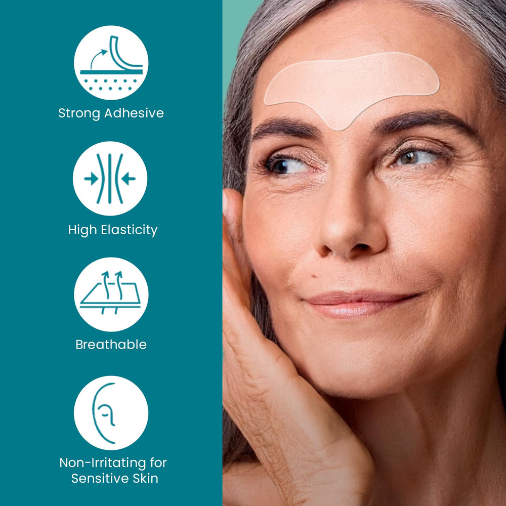 NURIVE frown line patches soften between the brows while sleeping.
