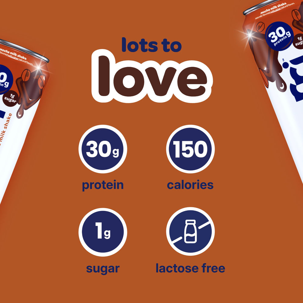 Ready-to-drink Nurri Mocha—lactose-free protein for busy mornings.
