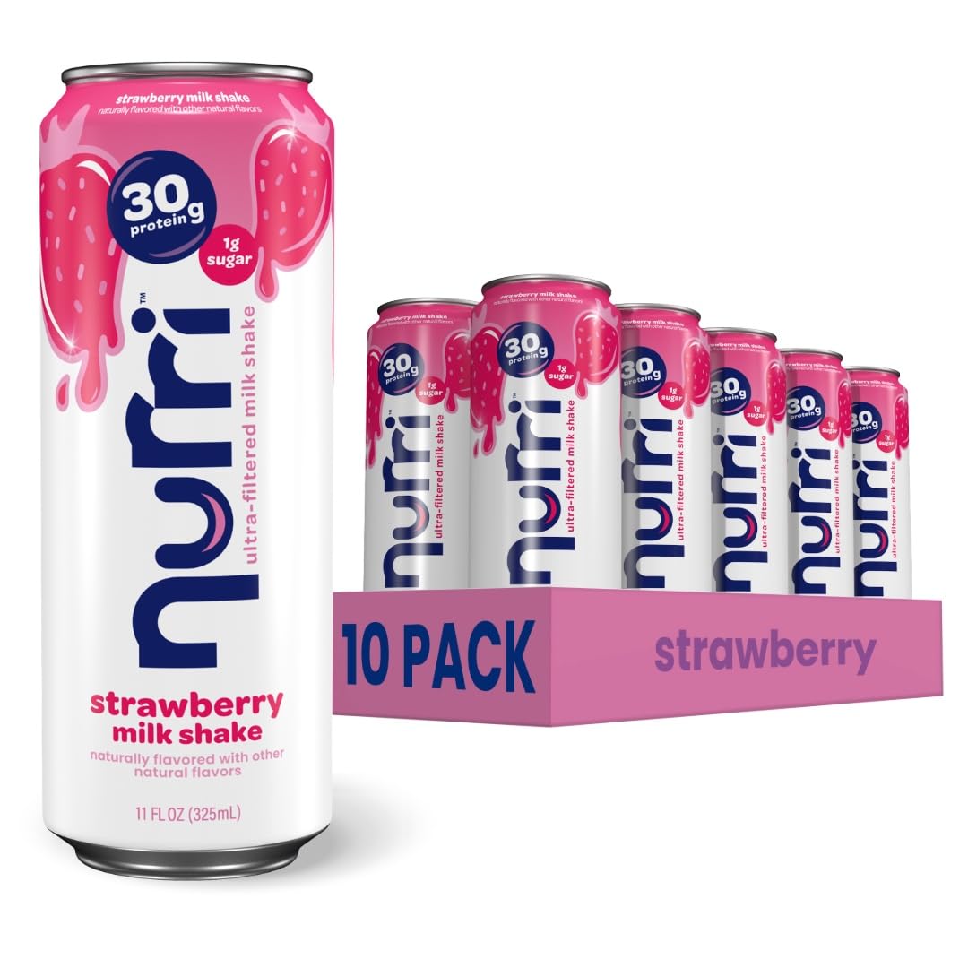 Nurri Strawberry Protein Shake bottle showing lactose-free protein for on-the-go fueling.