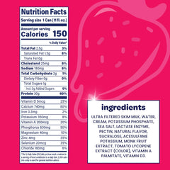 Nurri Strawberry Protein Shake nutrition label highlighting protein and vitamins.