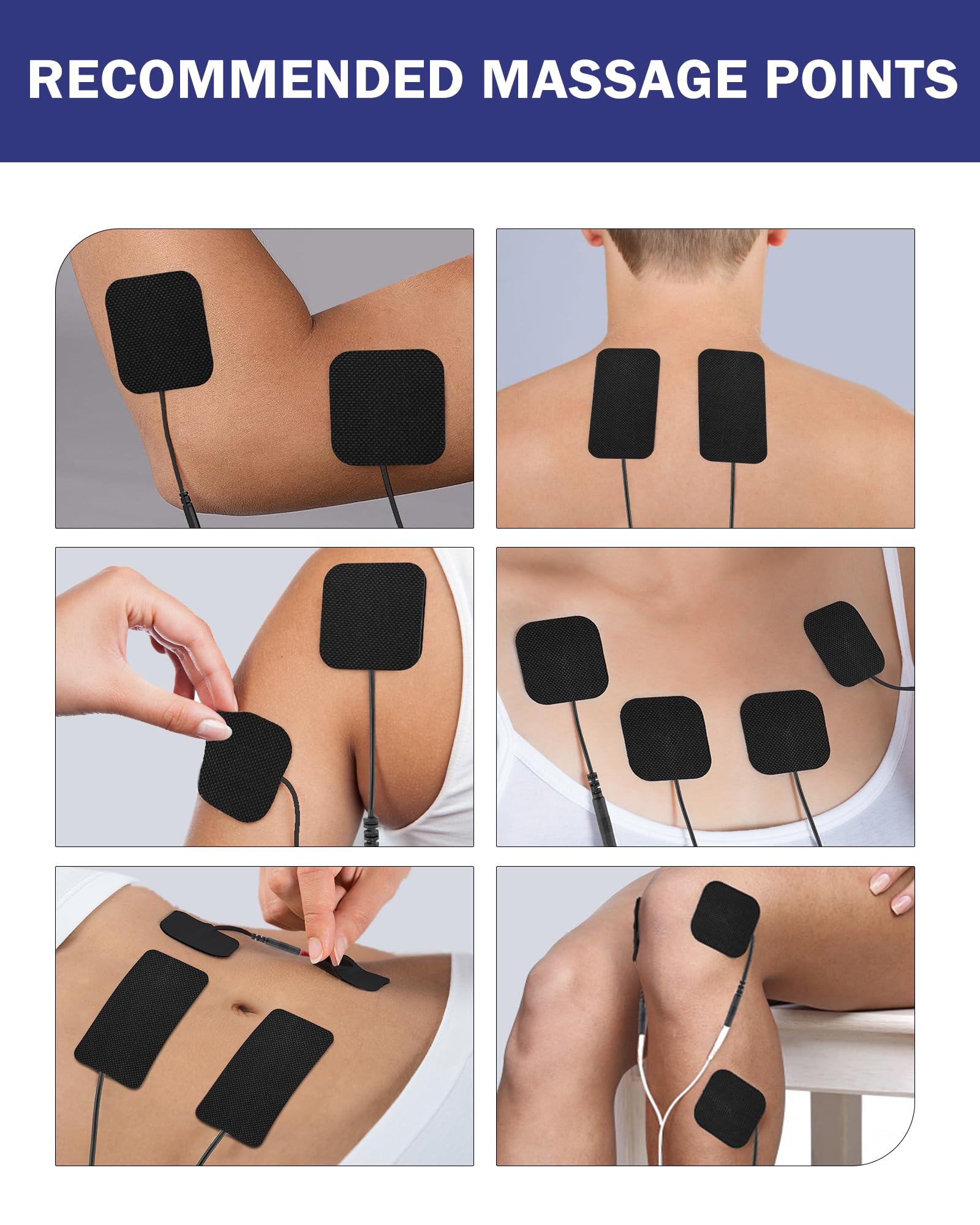 NURSAL TENS pads 2mm-pin compatibility with common units.