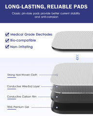 NURSAL TENS pads with 2mm pin compatibility for versatile unit use.