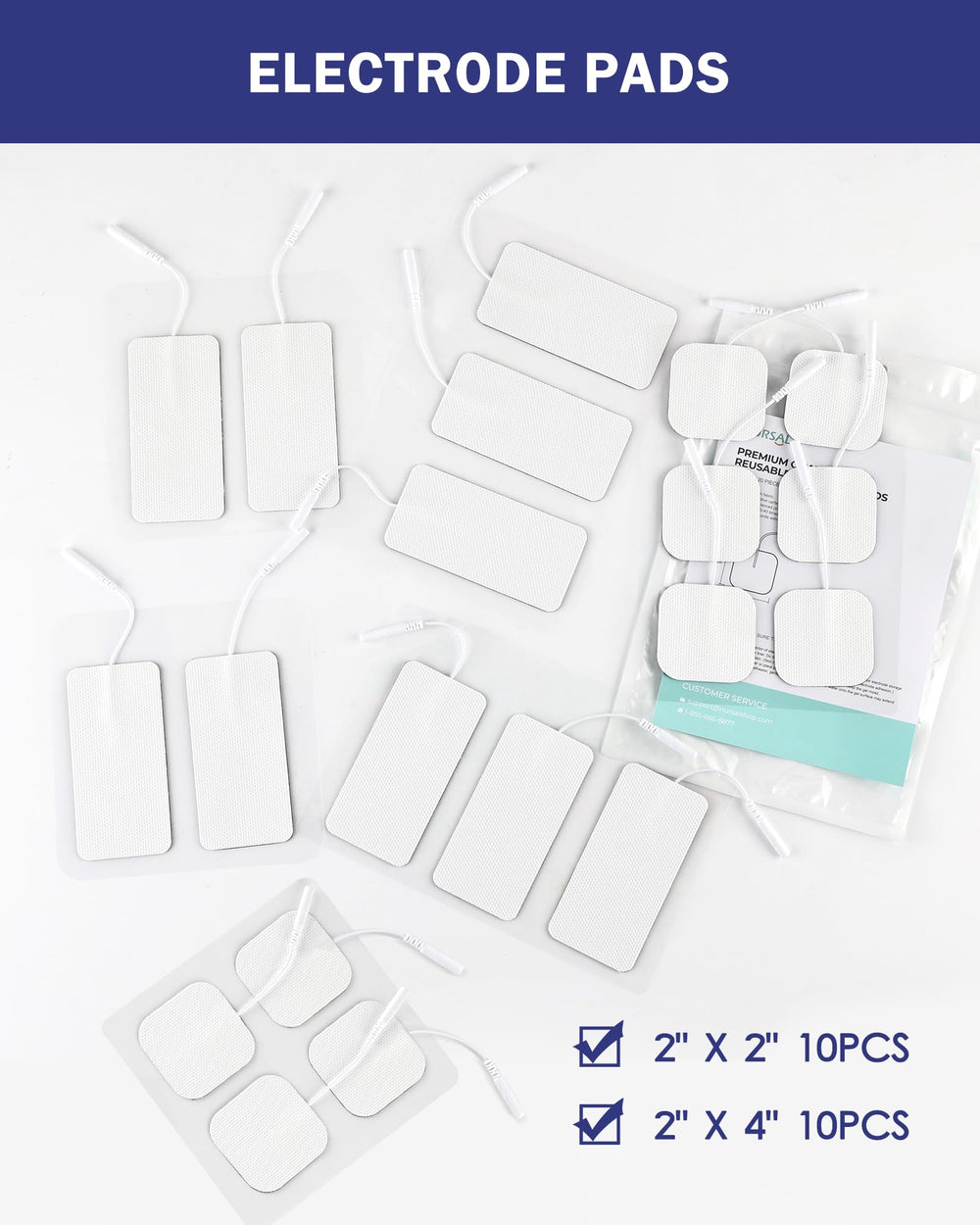 NURSAL gel-backed pads designed for universal TENS compatibility and consistent performance.