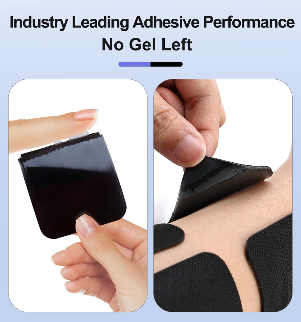 Close-up of NURSAL self-adhesive TENS pads showing durable, reusable adhesion.