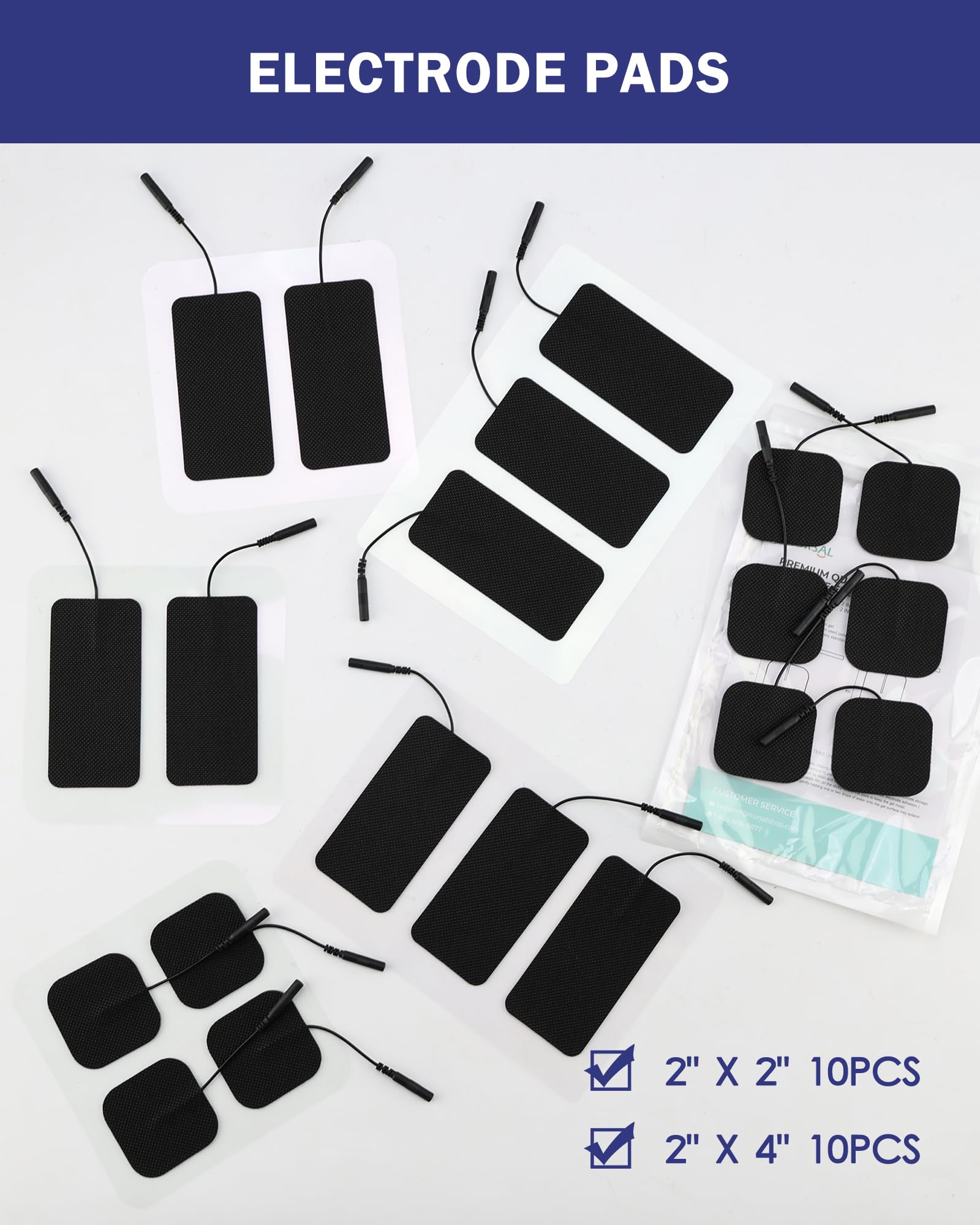 NURSAL TENS pads suitable for arms, legs, back and more.