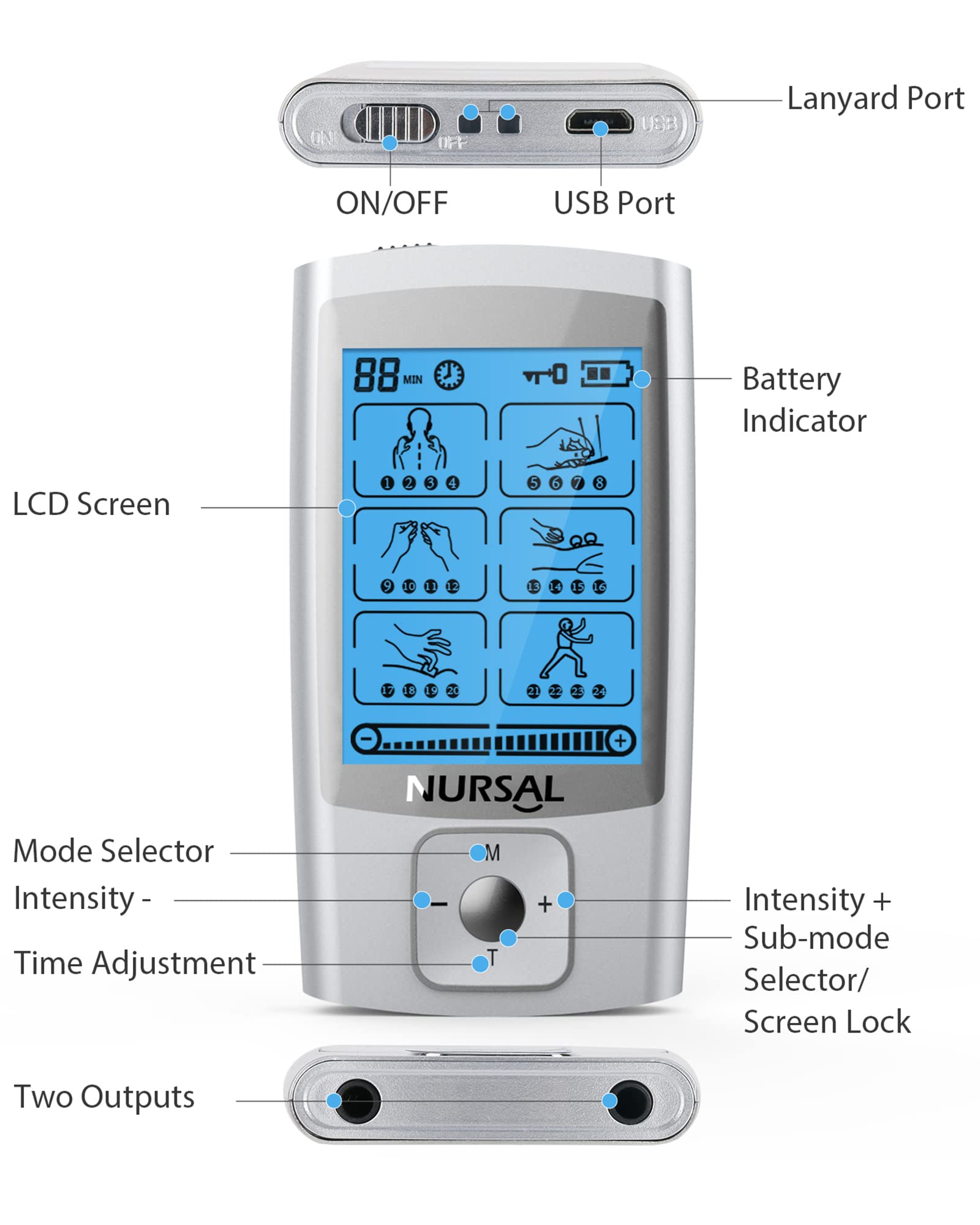NURSAL rechargeable battery for cordless, on-the-go relief