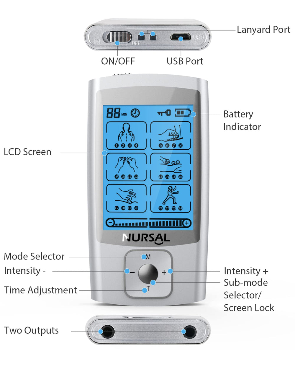 NURSAL rechargeable battery for cordless, on-the-go relief