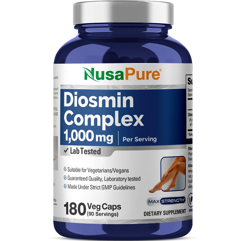 NusaPure Diosmin Complex bottle closeup for convenient daily supplementation