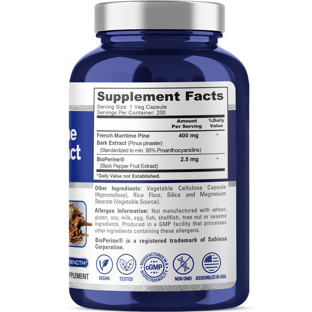 NusaPure pine bark capsules with Bioperine-enhanced formula for absorption