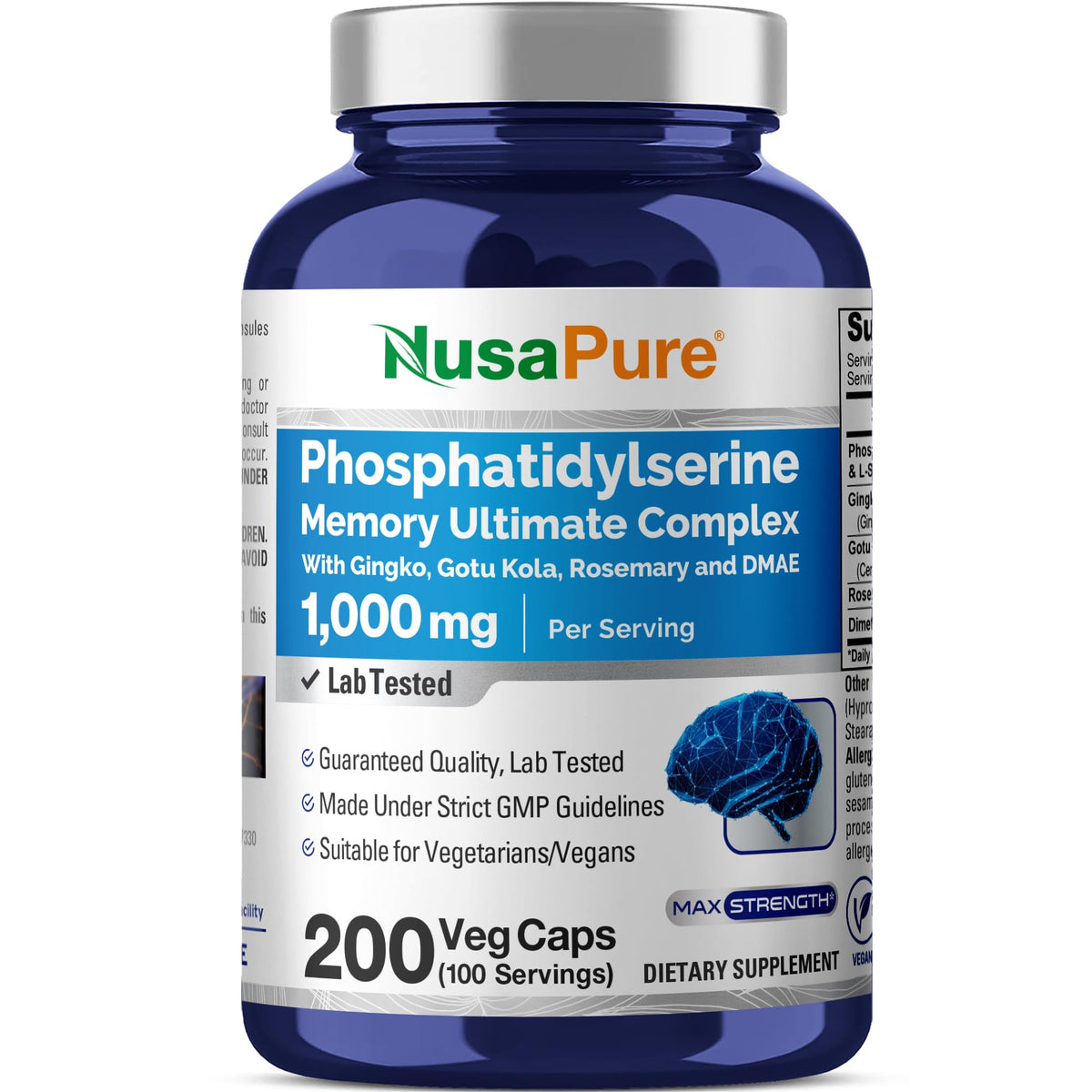 NusaPure Memory Ultimate bottle with 1000 mg complex for daily cognitive support