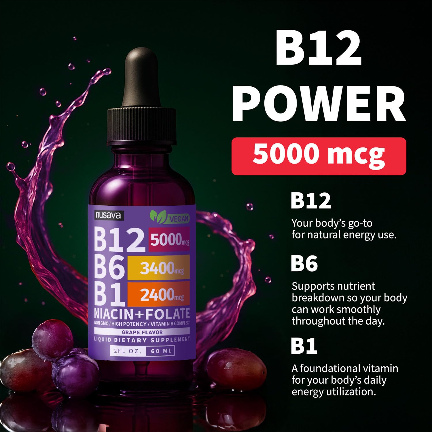 NUSAVA vegan, non-GMO, gluten-free formula made in the USA.