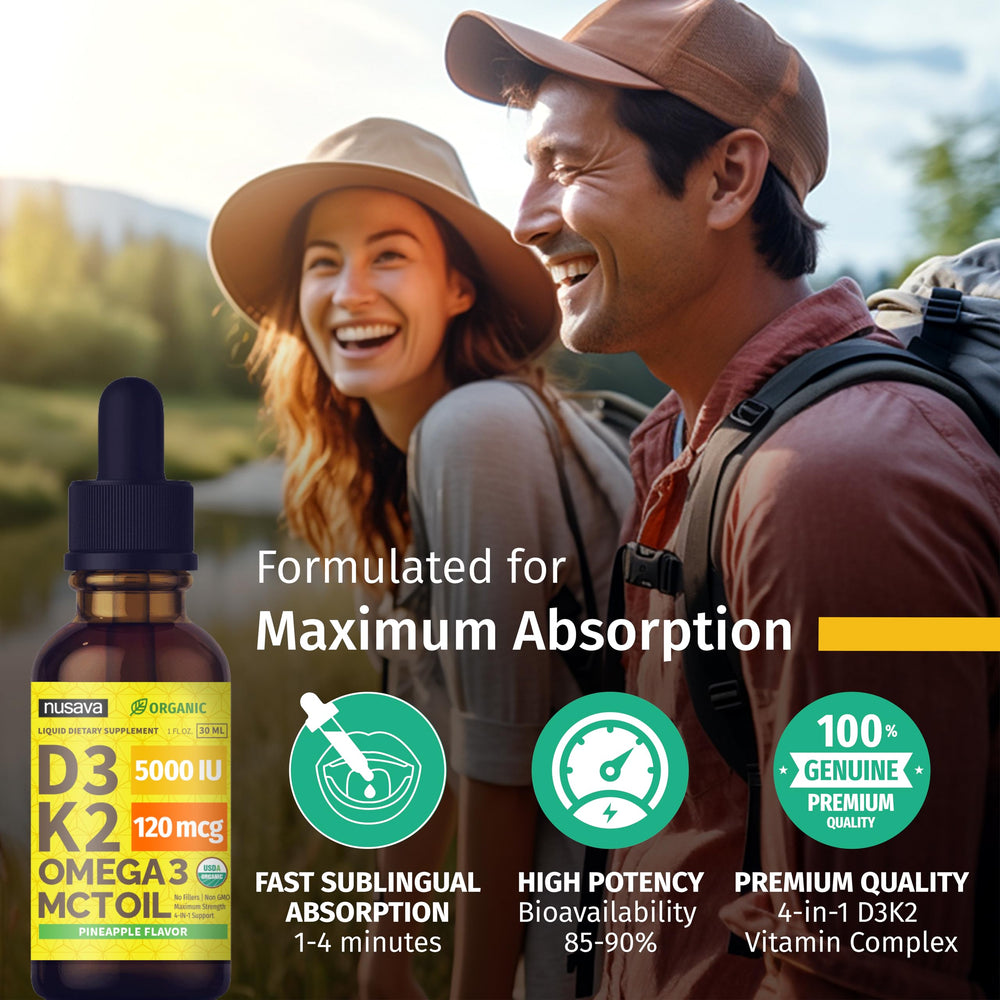 NUSAVA D3 K2 drops pineapple flavor closeup.