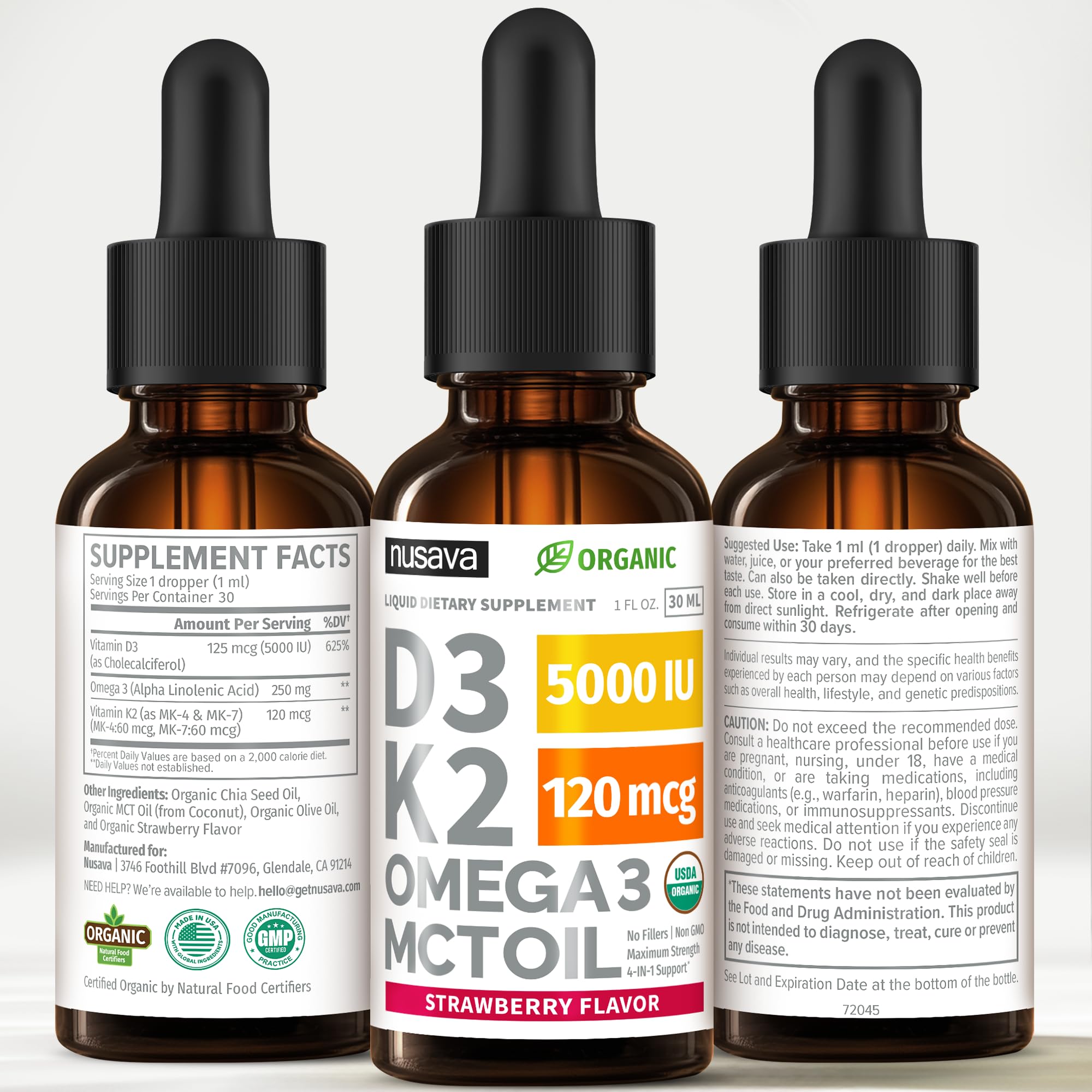 NUSAVA D3K2 drops 2-pack packaging, value for ongoing use