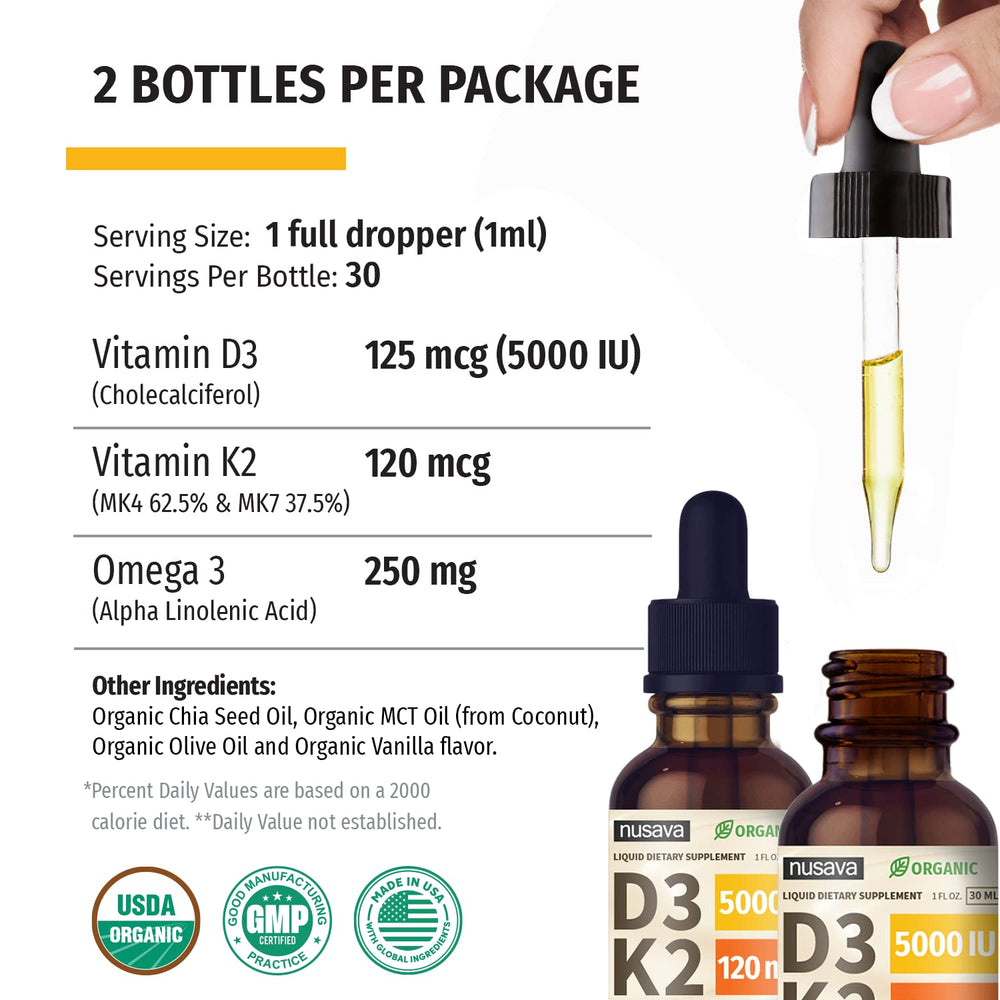 NUSAVA organic ingredients seal and certifications visible