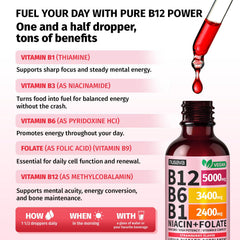 NUSAVA Vitamin B12 B6 liquid drops dropper cap ready for sublingual use