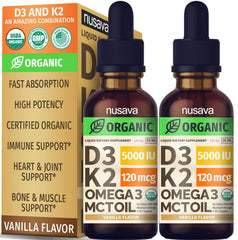 NUSAVA D3-K2 drops vanilla bottle pour for easy daily use