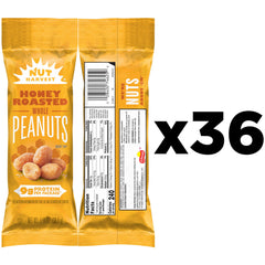 Nut Harvest honey roasted peanuts snack-size bag for on-the-go snacking.