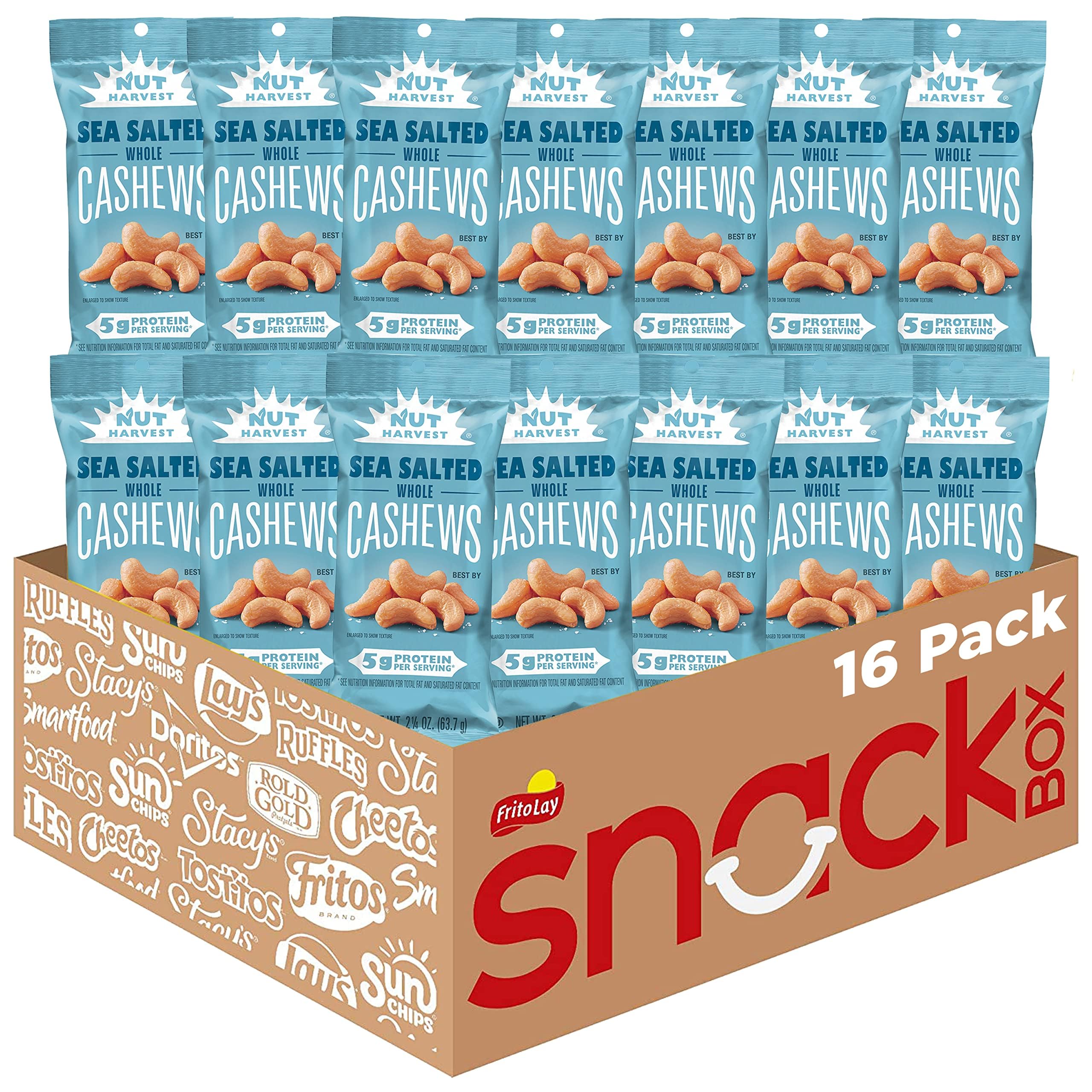 Nut Harvest sea salted whole cashews pack, convenient on-the-go snack for busy days.