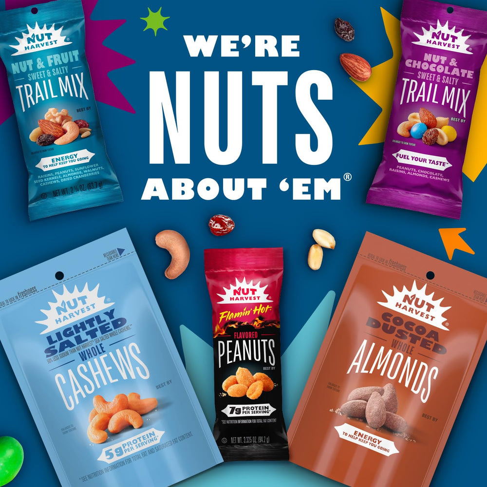 Bag portion from Nut Harvest Trail Mix Variety Pack for portable snacking