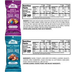 Nut Harvest Trail Mix Variety Pack ingredients close-up showing nut and chocolate variety