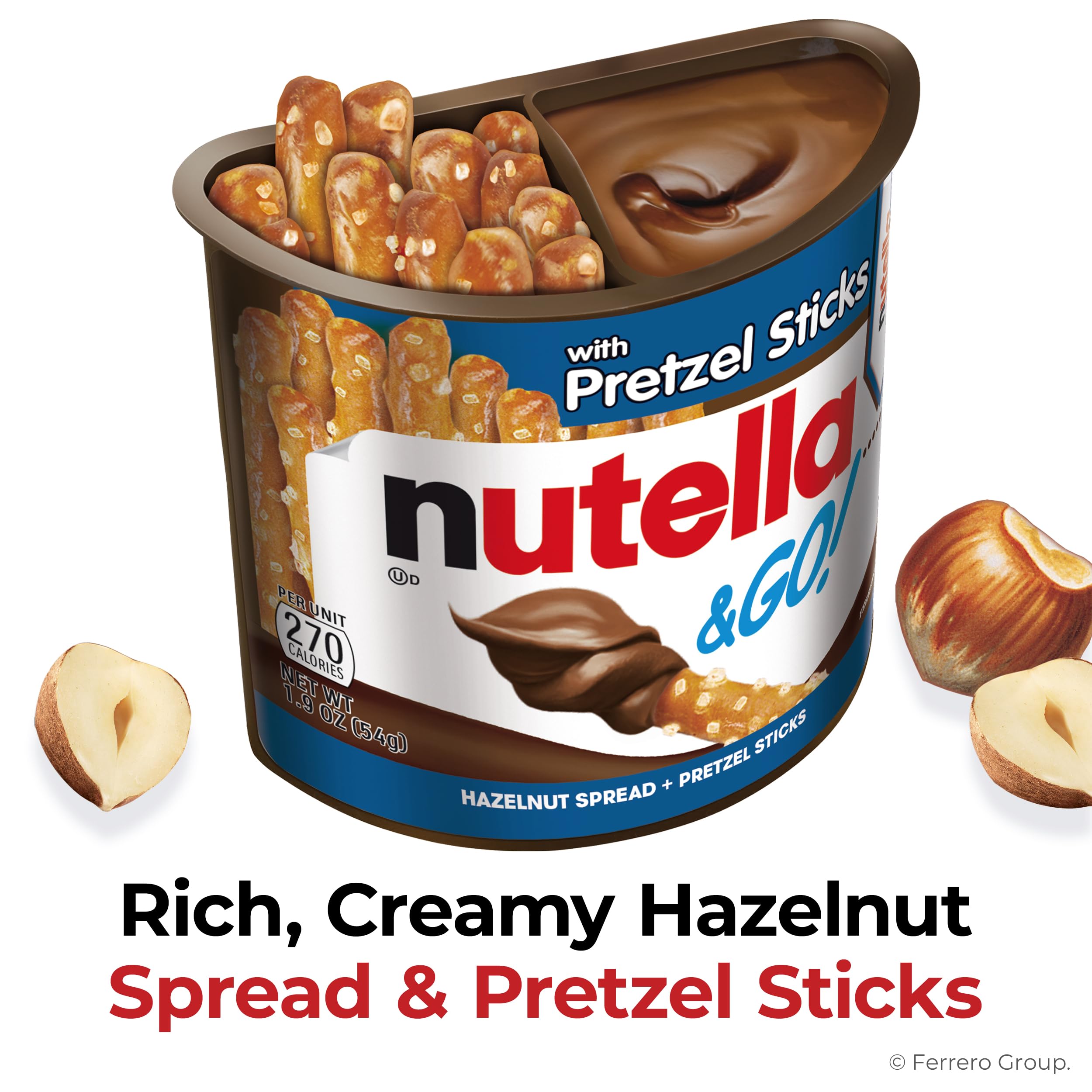 Nutella & GO! 24-pack display showing portable snack cups for sharing.
