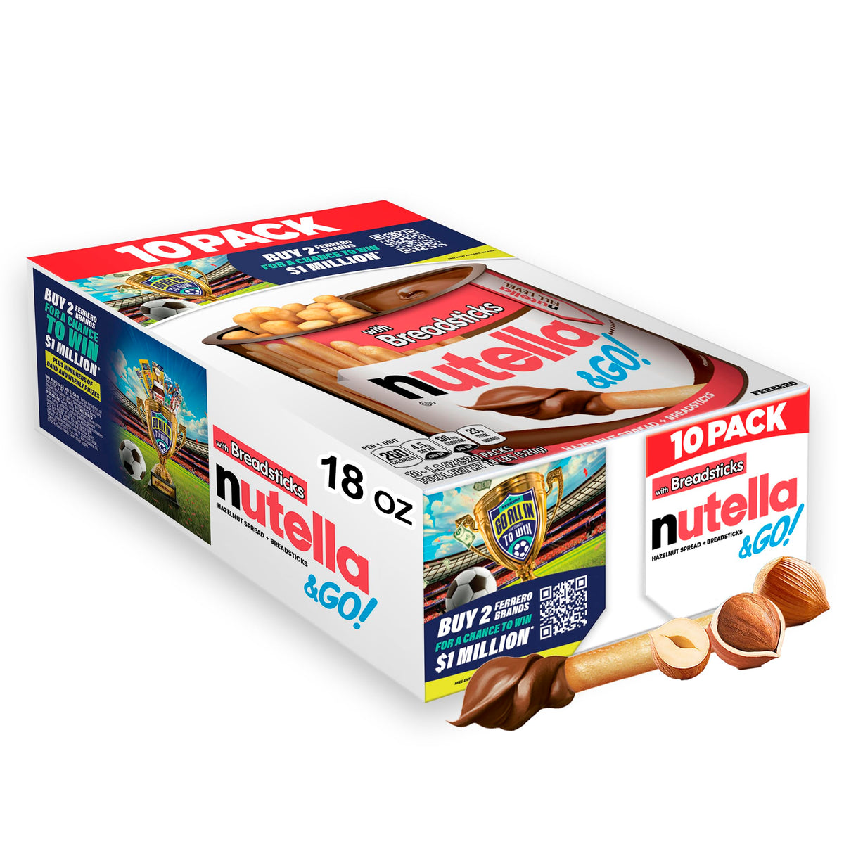 Nutella & GO! chocolate hazelnut spread with breadsticks for dipping and sharing.