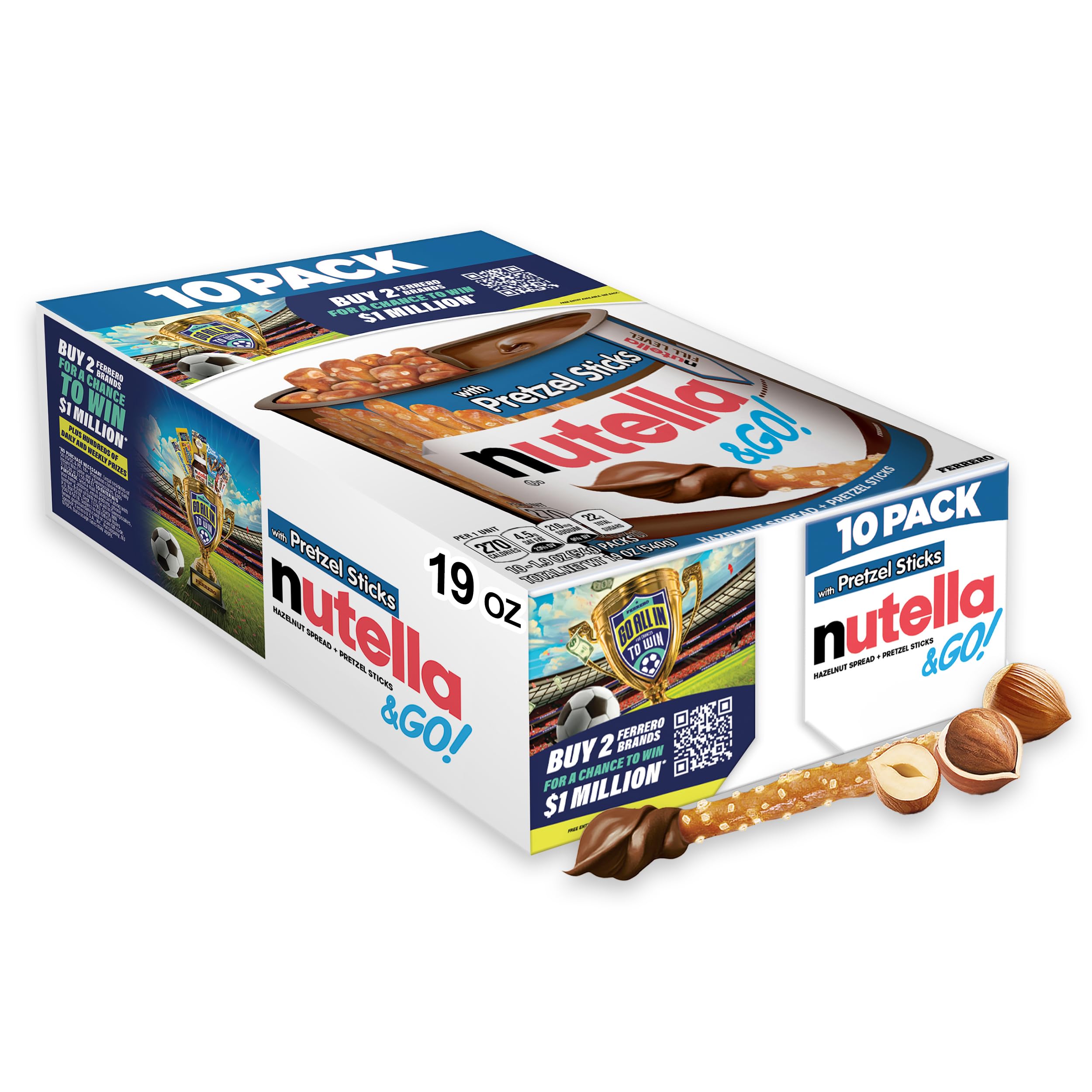 Nutella GO! chocolate hazelnut spread with pretzel sticks for on-the-go snacking