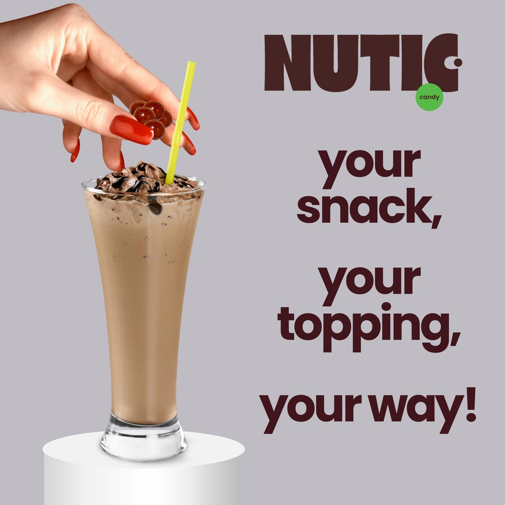 Nutic dark chocolate espresso beans fresh appearance in bag.