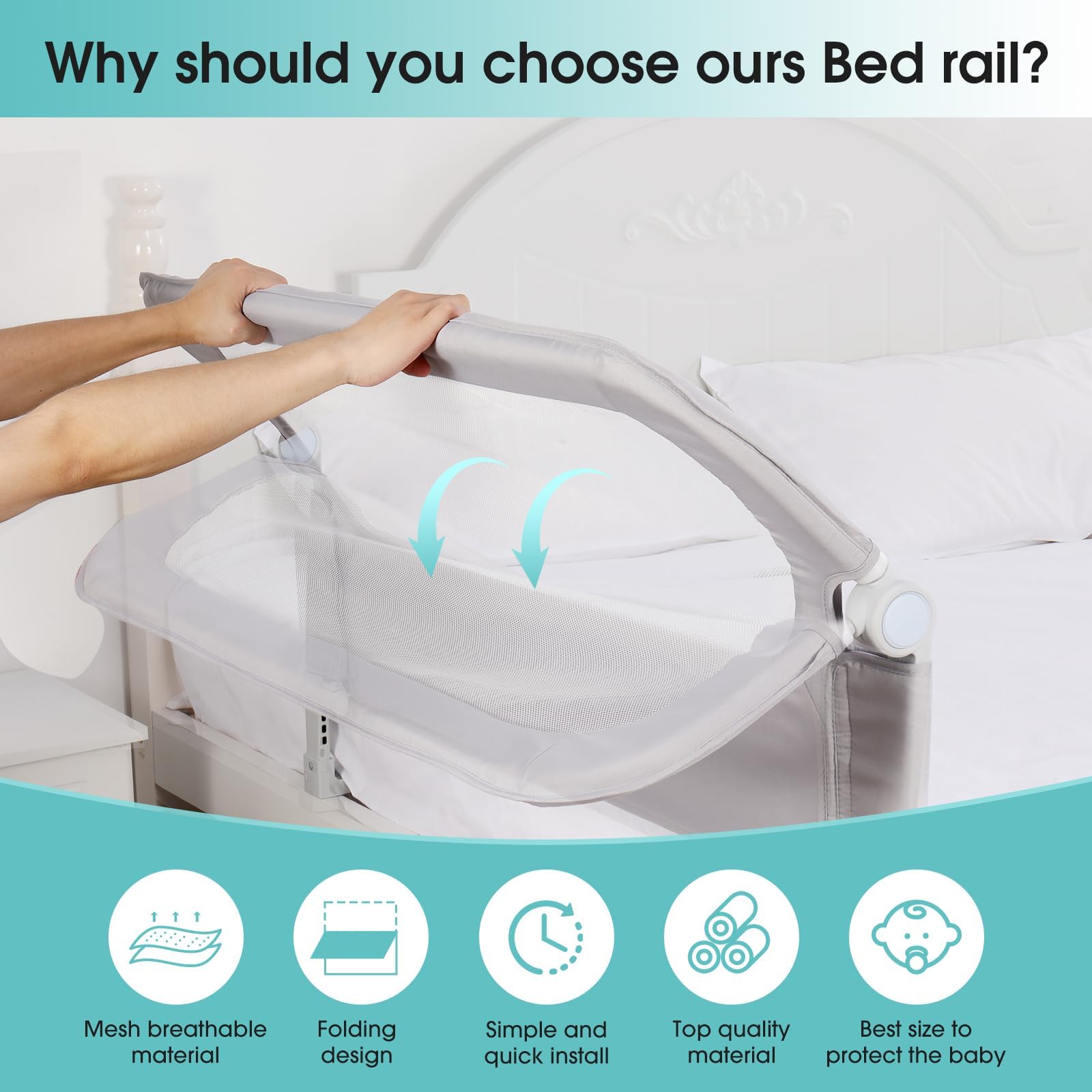 NUTIKAS bed rail adjustable height adapts to mattress thickness