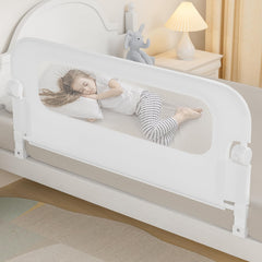 NUTIKAS bed rail guard with a swing-down feature for easy access at night
