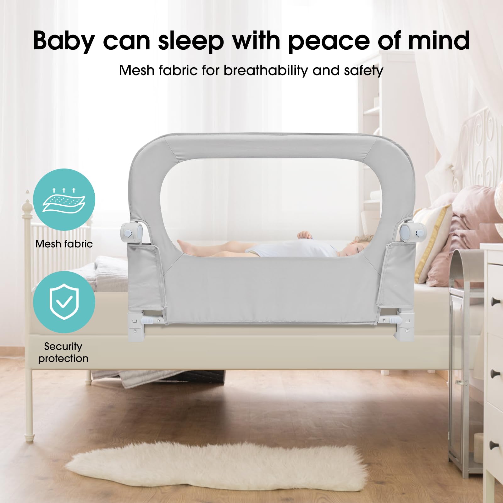 Nutikas quick-install bed rail with simple instructions