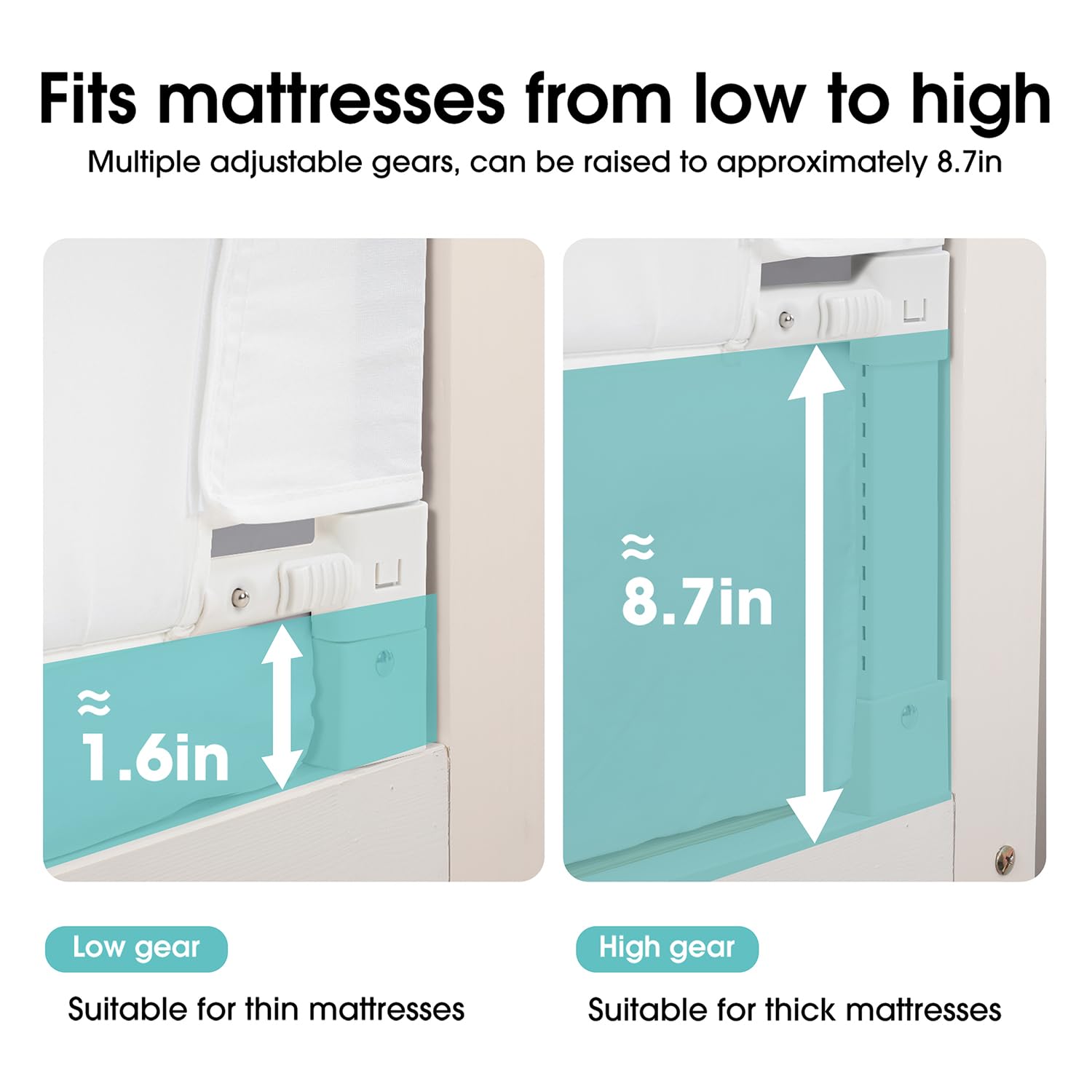NUTIKAS mesh bed rails promote breathability when toddlers roll against it.