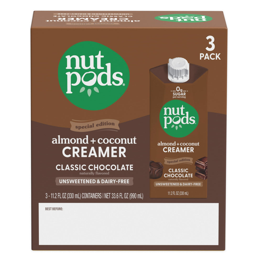 Ingredients highlight almond and coconut for dairy-free vegan options