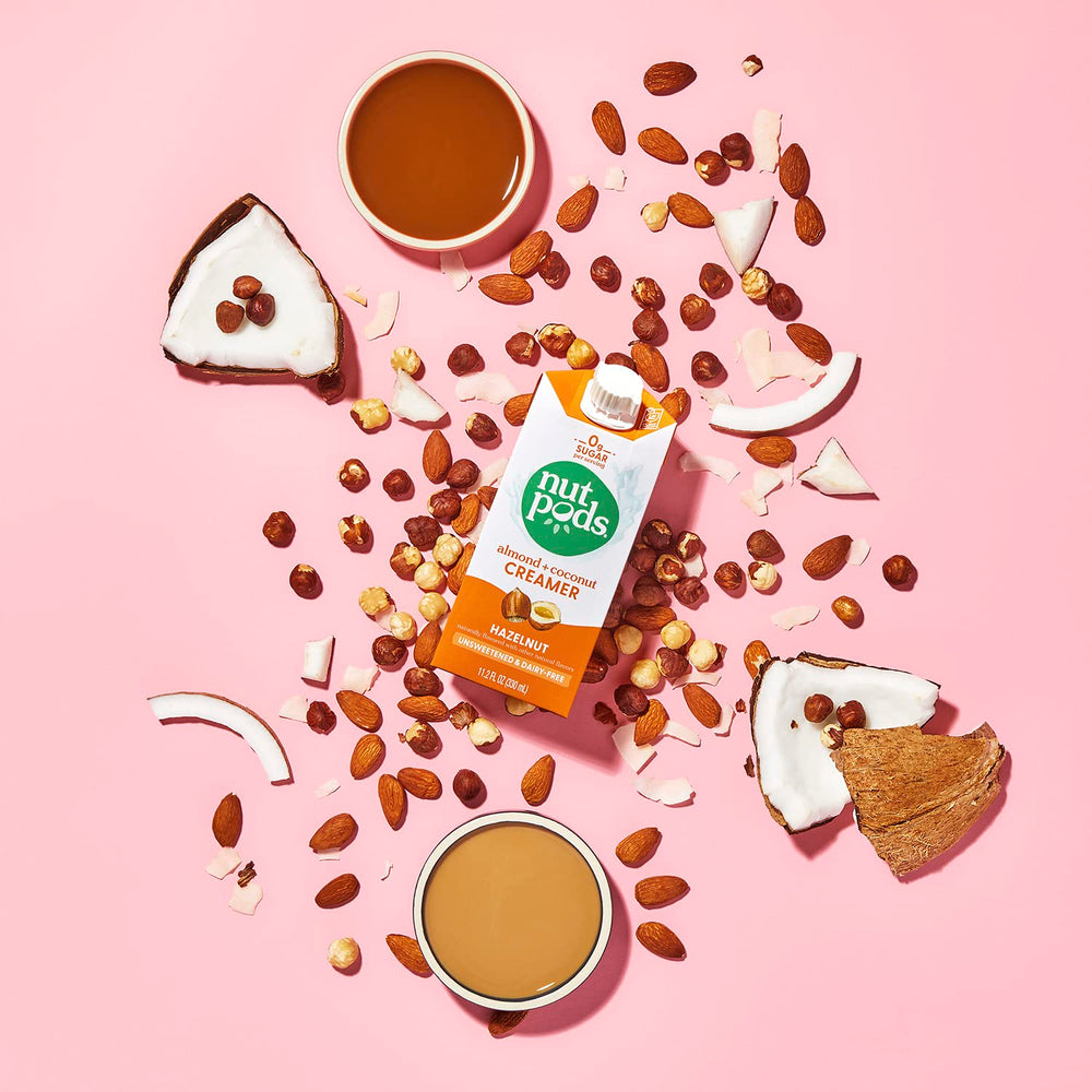 nutpods creamer being poured into coffee cup for tasting.