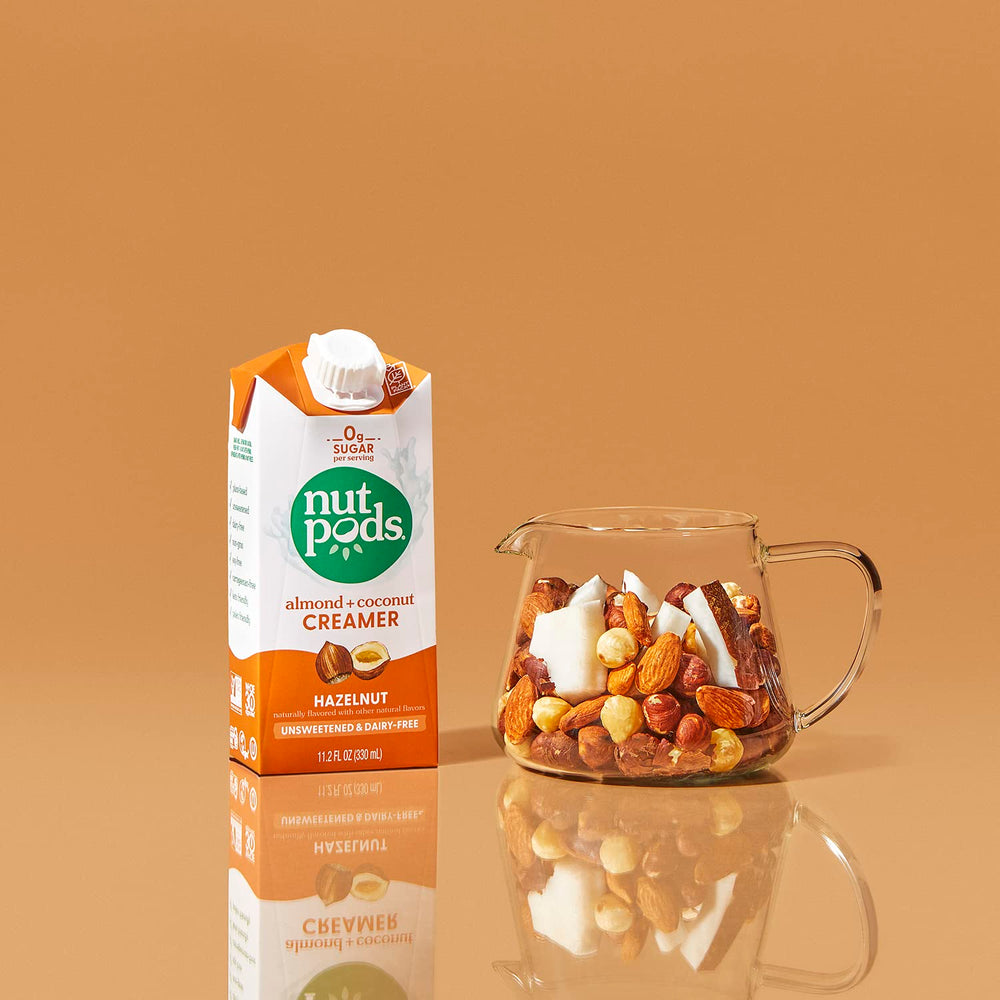 NutPods Hazelnut Creamer gluten-free label highlights dietary versatility.