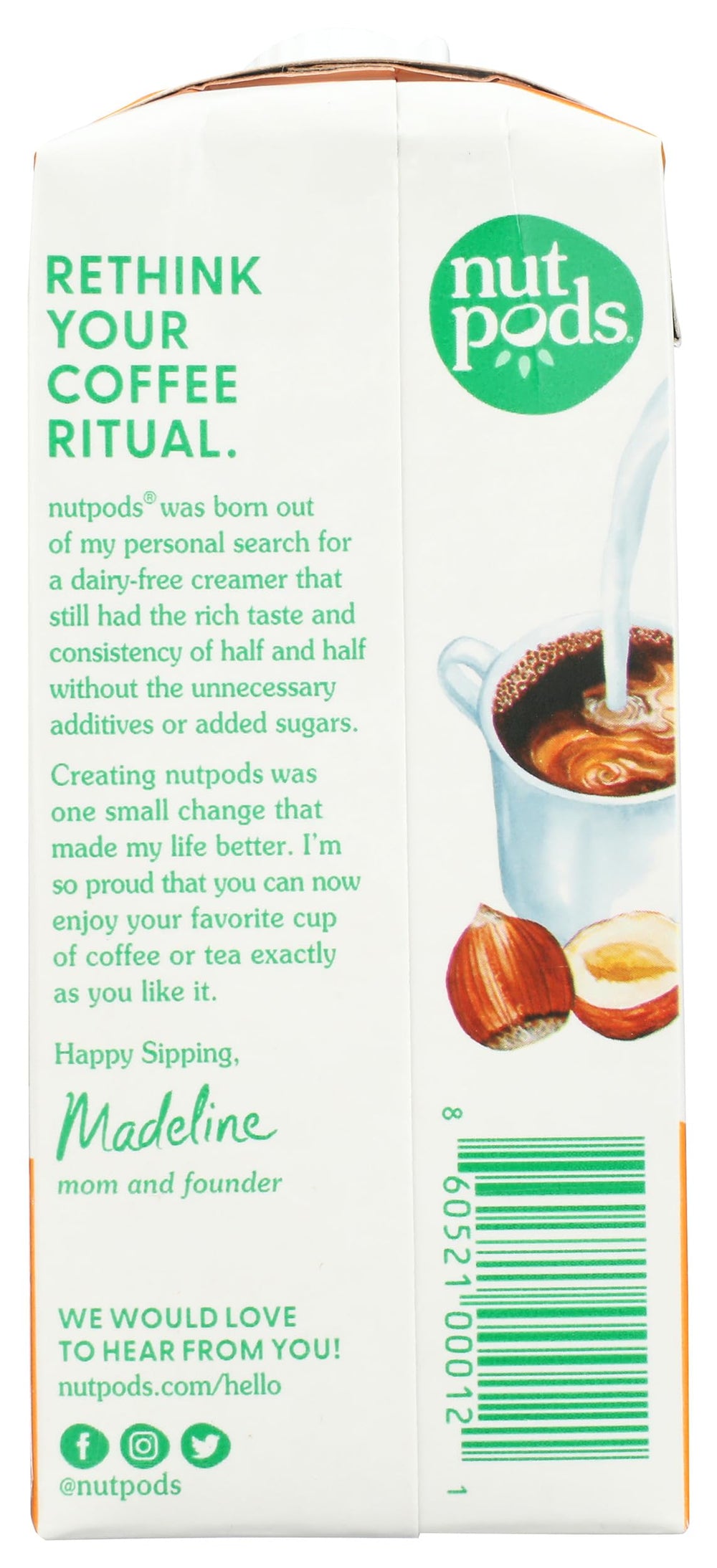 nutpods hazelnut creamer label closeup highlighting ingredients