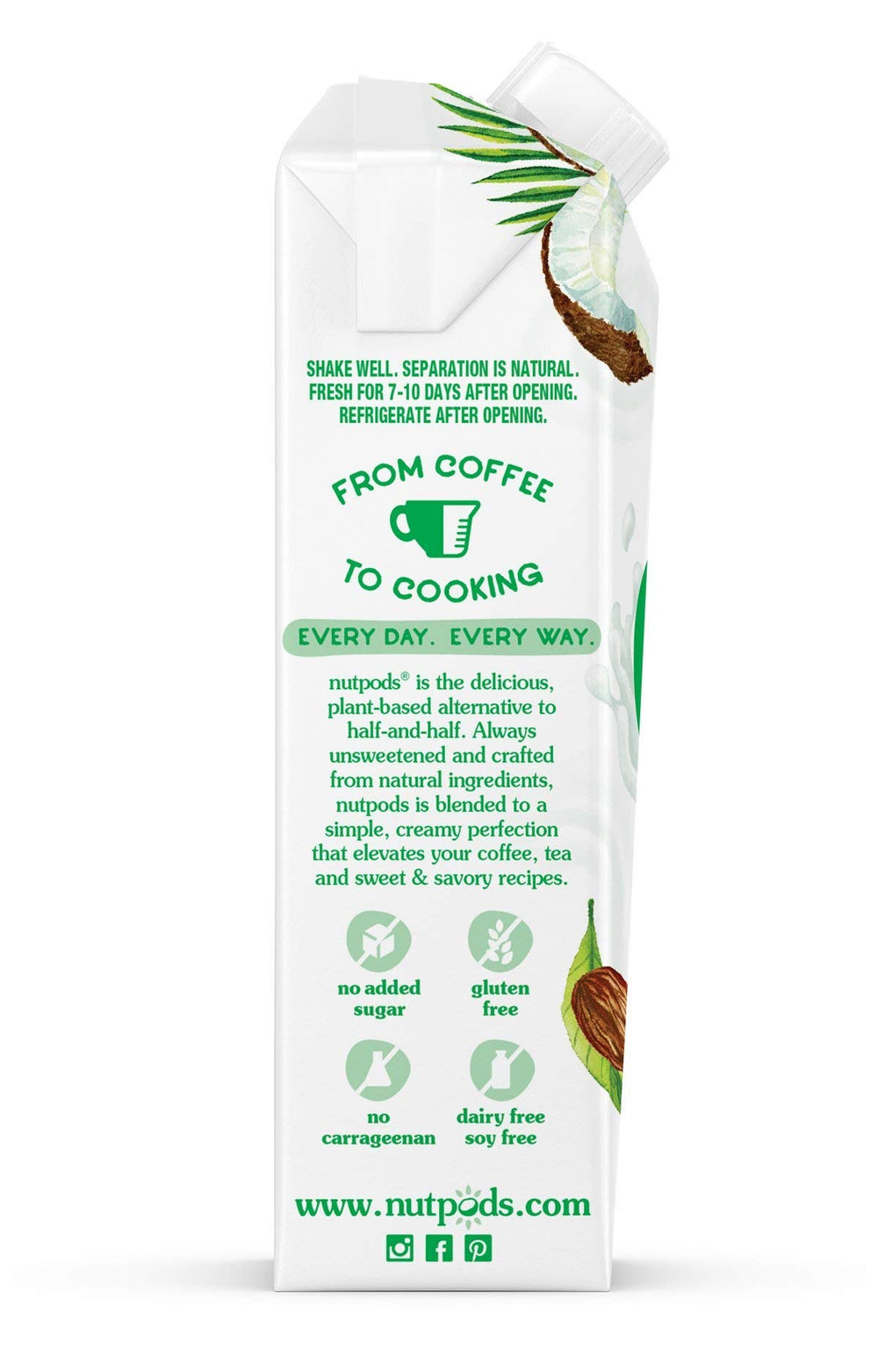 nutpods hazelnut creamer Whole30 icon displayed